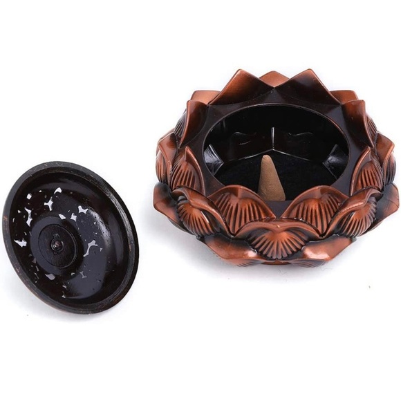 Cast Lotus Tibetan Incense/Candle Holder - Picture 7 of 14